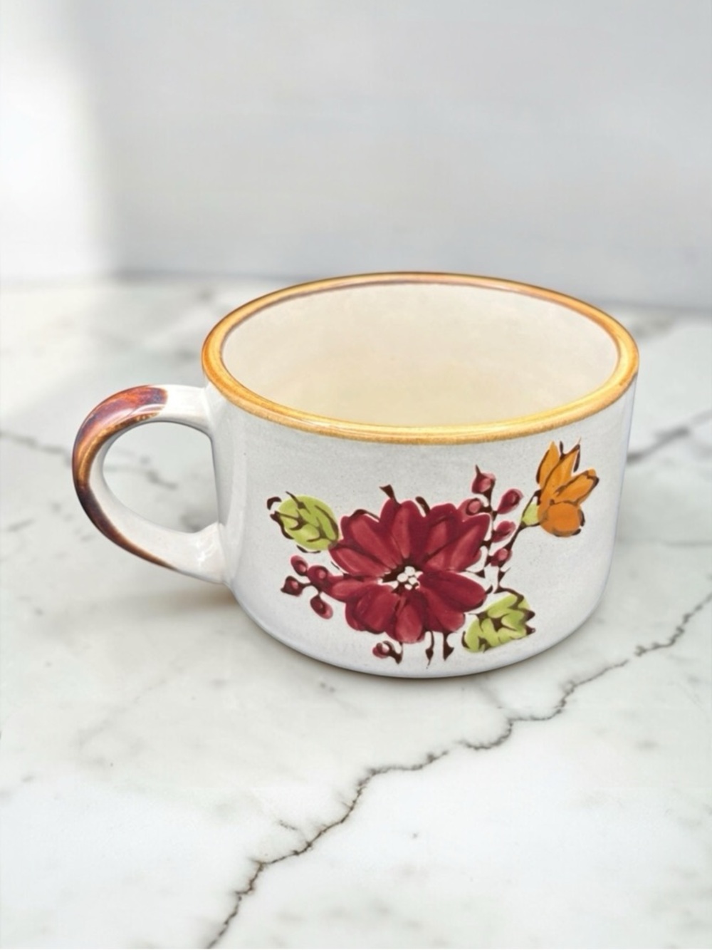 Vintage Stonecrest Casualstone Plum Blossom #309 Stoneware Soup Mug Cup EUC